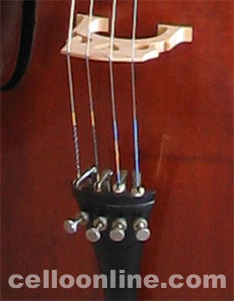 Strings on a shop cello
